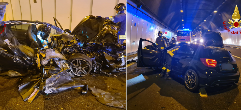 Paura in autostrada, scontro tra un'auto e un mezzo pesante